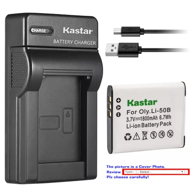 Kastar Battery Slim Charger for Olympus Li-50B LI-50C & Tough TG-820 TG-830 iHS