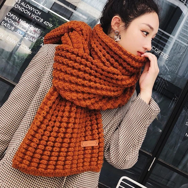 WINTER KNITTED SCARF - Soft Warm Long Scarves Thickened Wool Scarf ...