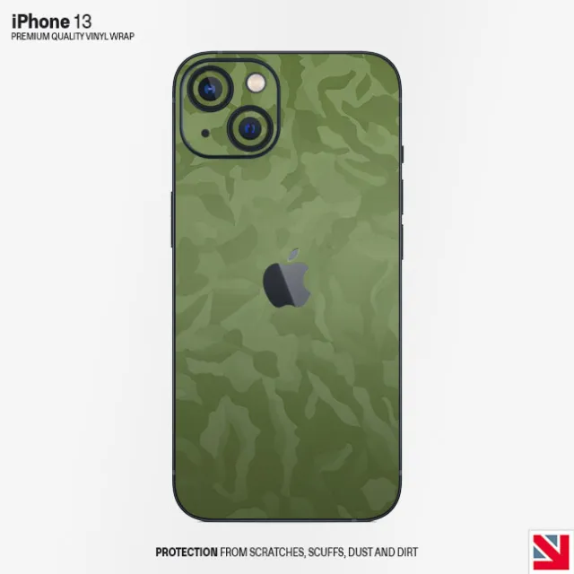 Adesivo vinile verde militare mimetico iPhone 13 pelle decalcomania avvolgente