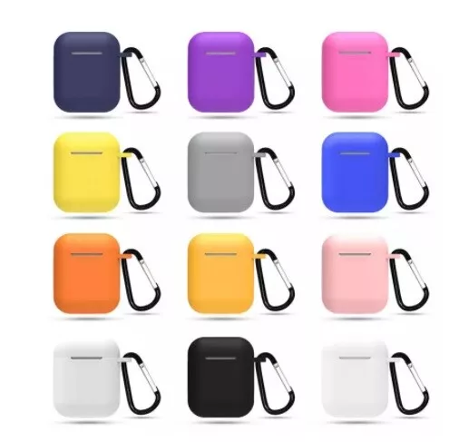 Funda Protectora de Silicona 12 Colores compatible Airpods de Apple + Mosquetón