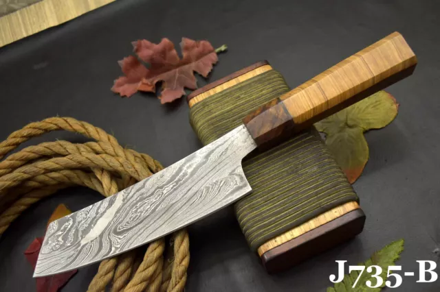 Custom 13.0"OAL Damascus Steel Chef Knife Handmade,Olive Handle (J735-B)