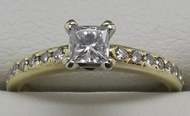 Solid 18Ct Yellow & White Gold Natural Diamond Engagement/Dress Ring Value $4106