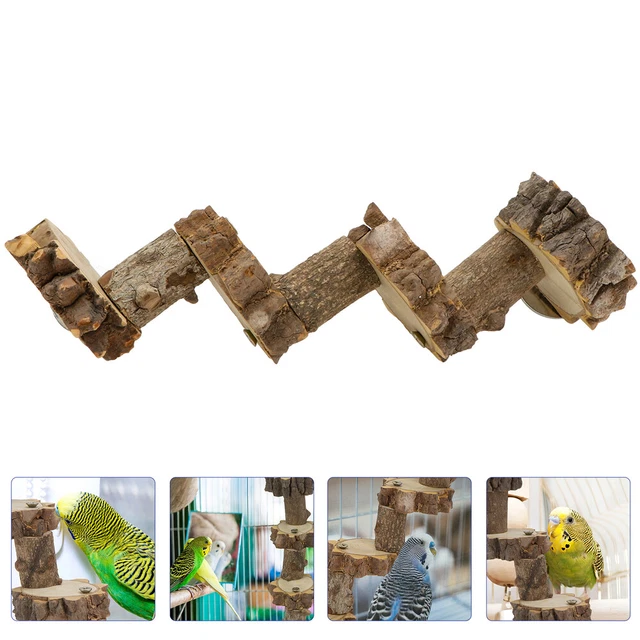 1pc papagei holzleiter stehstock vogelkäfig zubehör (hellbraun)
