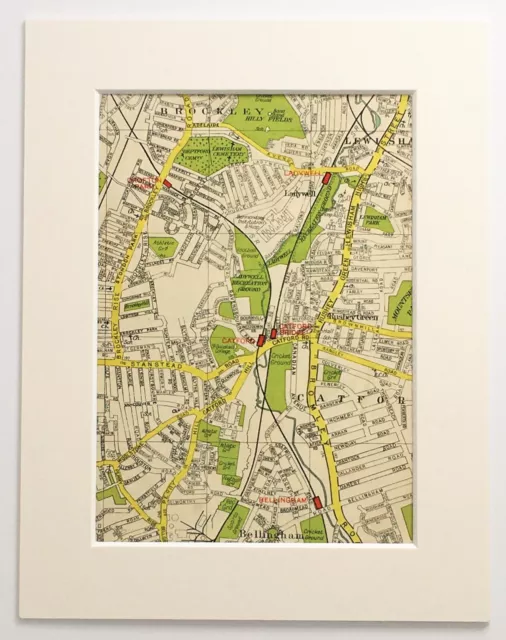 Antique 1940s London Map - Mounted - Colour - BROCKLEY, CATFORD, LEWISHAM