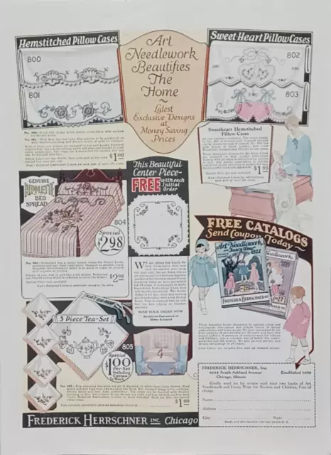 1927 Frederick Herrschner Inc. Catalog Vintage Print Ad 1920s Needlework Chicago