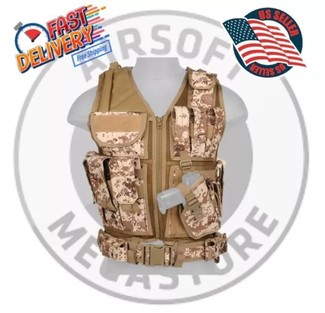 LANCER TACTICAL ADJUSTABLE Cross Draw Vest with Airsoft Pistol Holster  CA-310 $59.95 - PicClick