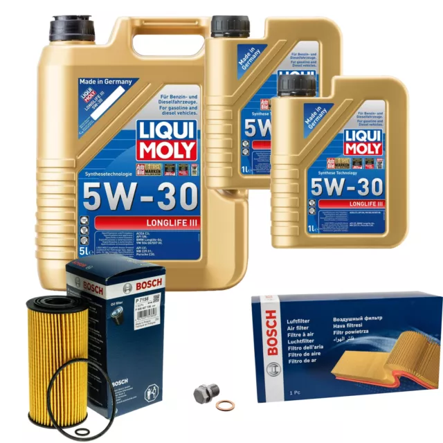 Bosch Inspektionspake 7 L Liqui Moly Longlife (III) 5W-30 pour Kia Hyundai