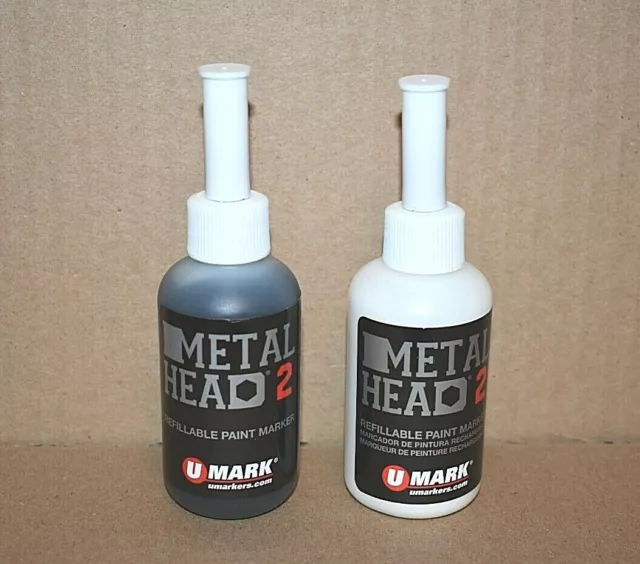 Metal Cabeza 2 Marcador de Pintura 59ml Blanco Negro Marcar Hormigón Auto