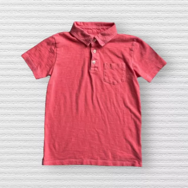 Crewcuts J Crew Boys Slub Cotton Polo Shirt Pink Short Sleeve Kids Size 6-7