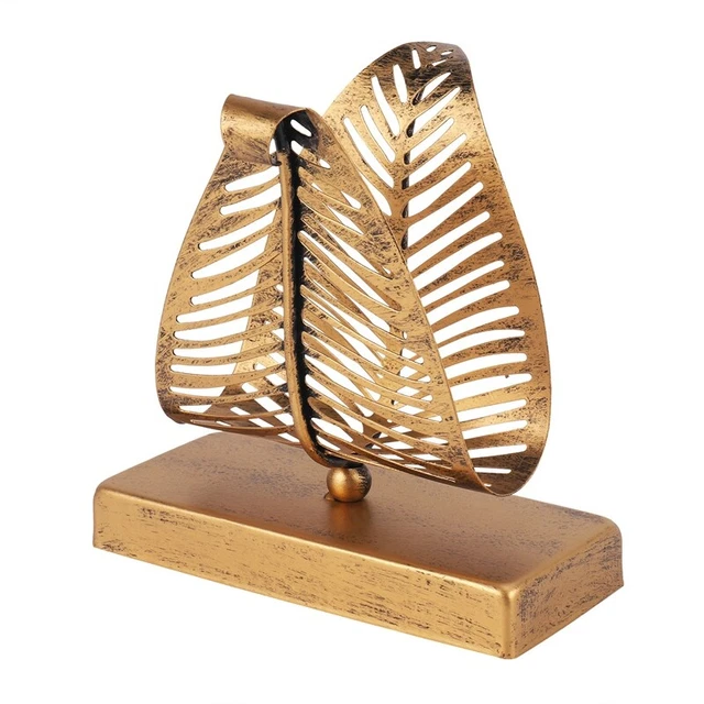 Soporte para servilletas independiente con diseño de hoja, escritorio papel mano U6V3