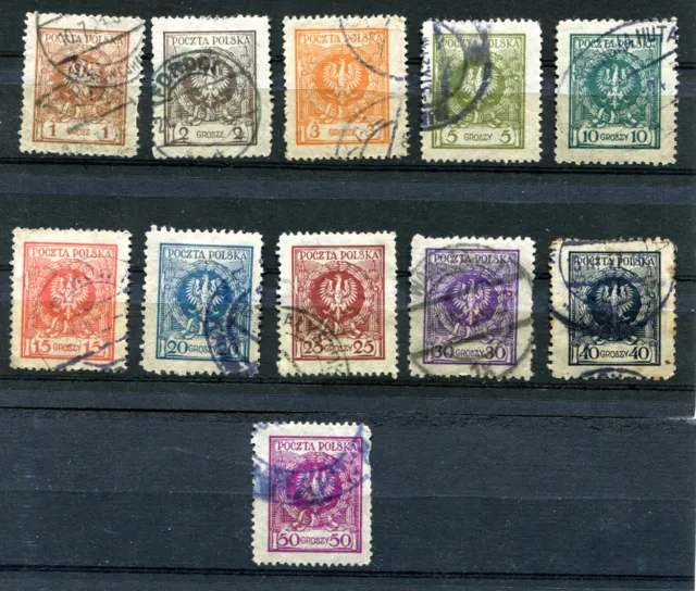 Briefmarken, Polen, Polska, 1924, Kpl.Satz, Fi. 182-192, Adler, gebraucht