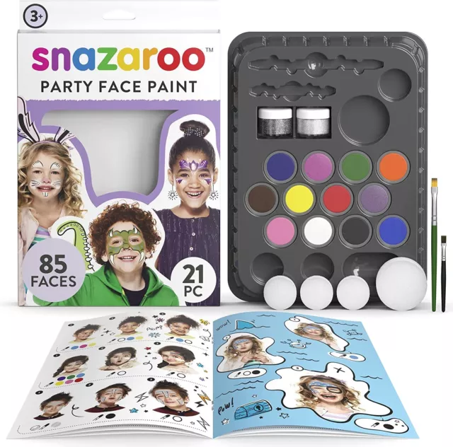 Snazaroo Ultimate Party Pack Face Paint Palette Kit for Kids and Adults, 8