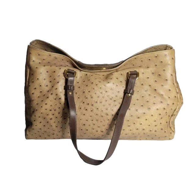 GRAND SAC FOURRE-TOUT autruche bronz?�e cuir marron daim or turnlock double poign?�e EUR 78,28 