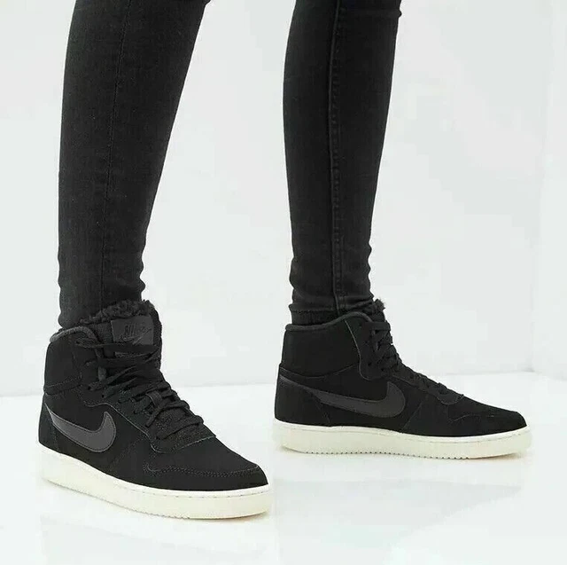 NIKE EBERNON MID Black Air Force Fleece Shoes AV2478 001 Women s
