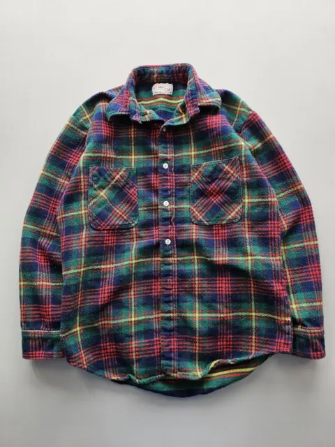 Vintage 1970s JCPenney Big Mac Cotton Plaid Flannel Shirt M