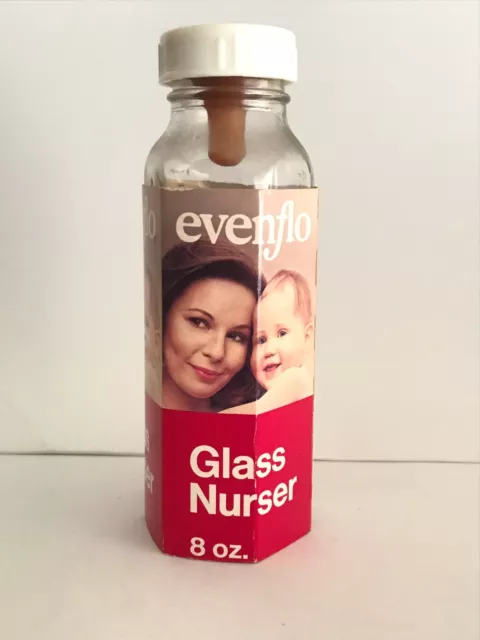 Vintage evenflo glass nurse, baby bottle, old stock, pyrex feeding bottle