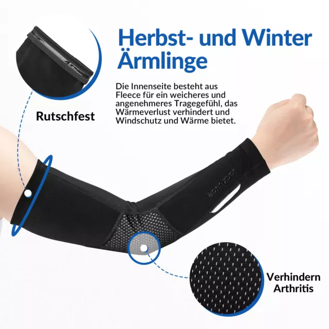 ROCKBROS Ärmlinge Rutschfeste Fahrrad Armwärmer Radsport Winter  MTB Arm Sleeves 2