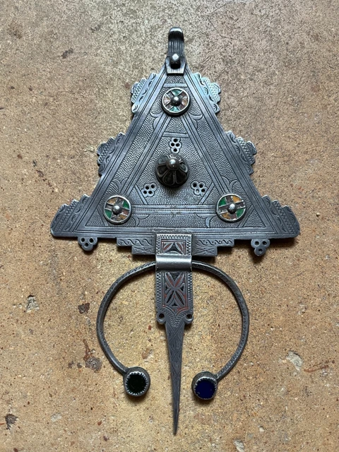 Broche Pendentif Berbère En Argent Massif - Filigrane Maghreb - Début XXème Siècle