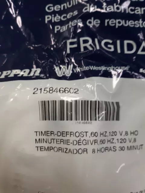 Frigidaire refrigerator defrost timer 215846602 GENUINE FACTORY PART...NEW