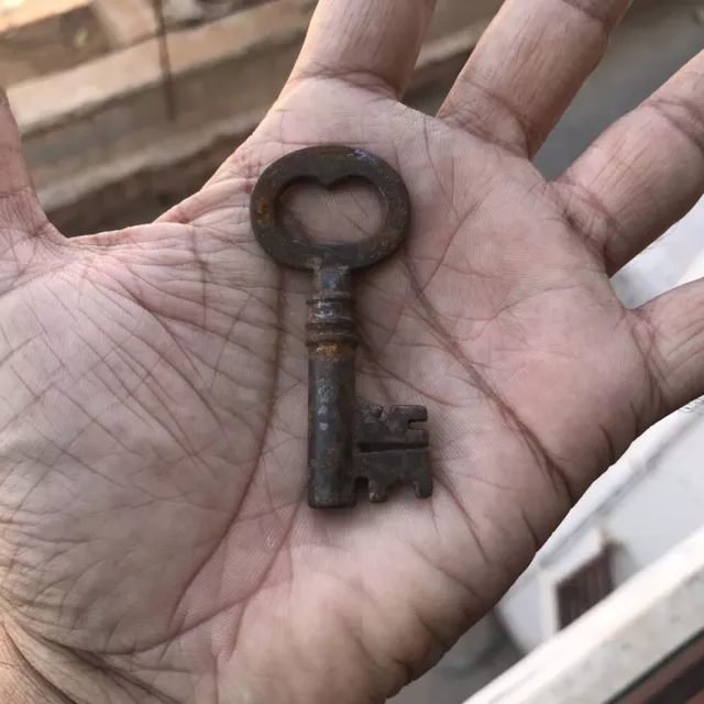 Old Iron small miniature padlock lock Ornate Rustic key rich patina 2