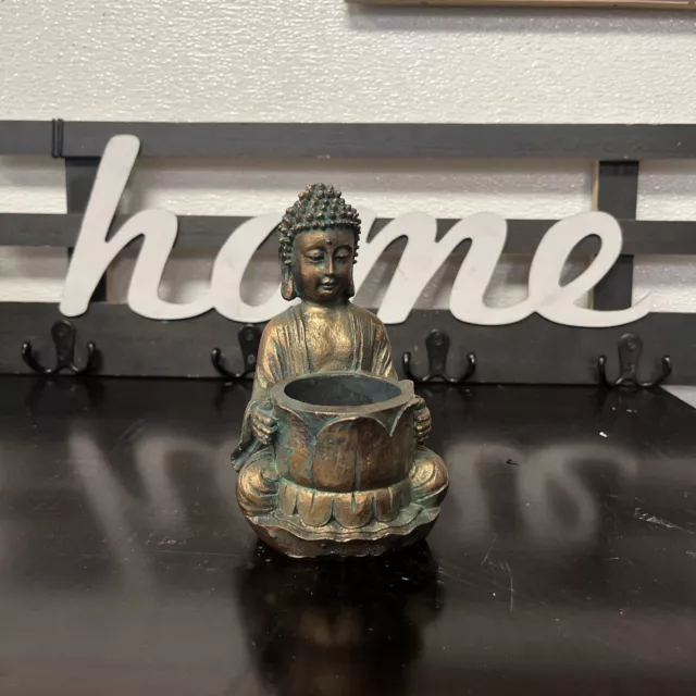 Sitting Meditating  Buddha Statue Figurine Tea Light Yoga Candle Holder