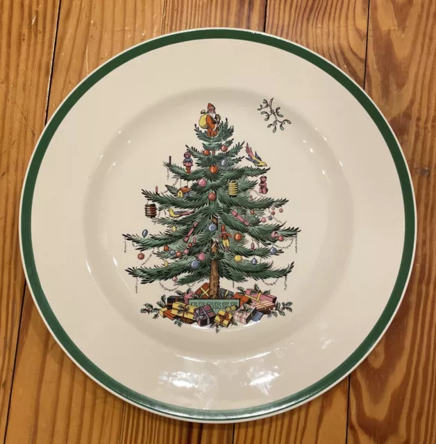 Spode CHRISTMAS TREE 10 3/4" Dinner Plates ~ Made In England Vintage S3324-N