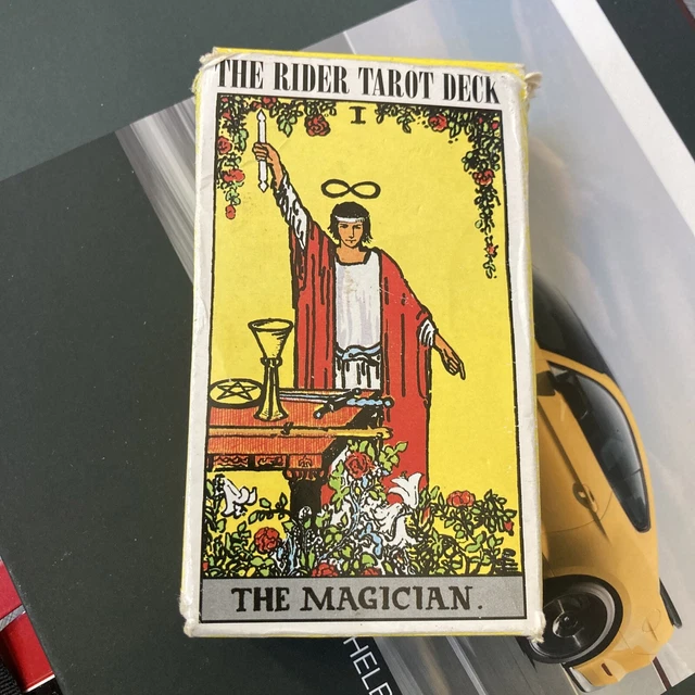 Gilded Rider Waite THE RIDER-WAITE TAROT DECK vintage Complete set 78 Cards info cards Box ...
