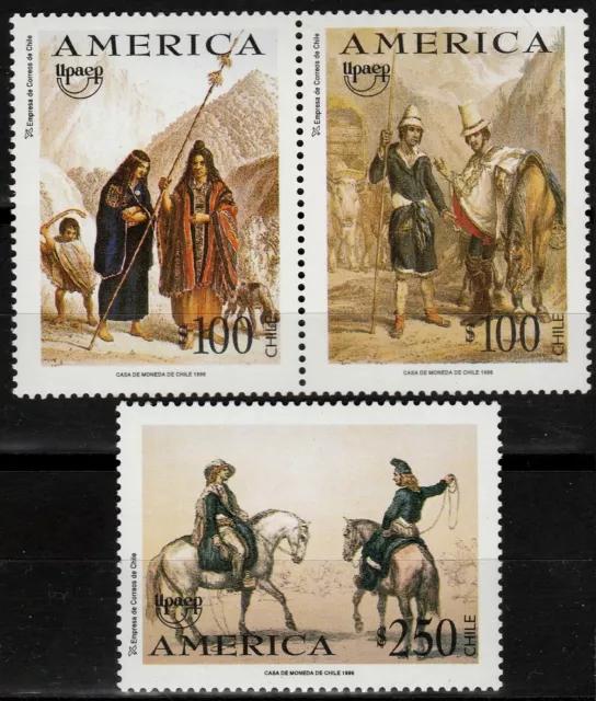 Chile 1996 Scott # 1187 - 1189 America UPAEP Historical Costumes - MNH VF