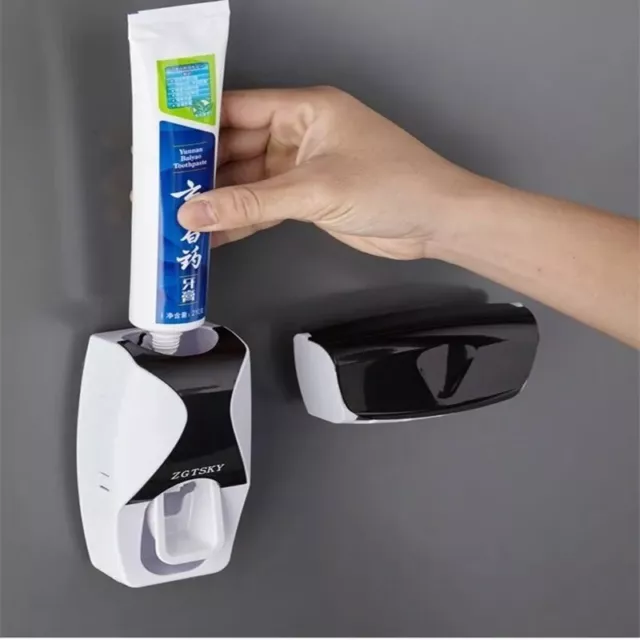 Automatic Toothpaste Dispenser 5 Toothbrush Holder Stand Wall Mounted Bathroom