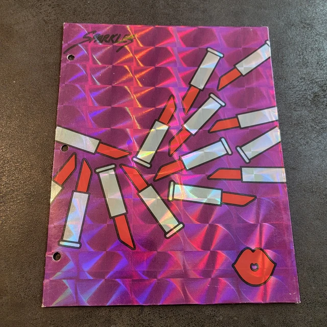 Vintage 90s SPARKLES Prism LIPSTICK School Folder Portfolio for Trapper Keeper