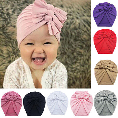 Infant Baby Beanie Turban Hat Bow Knot Cap Newborn Headband Girl Head Wrap