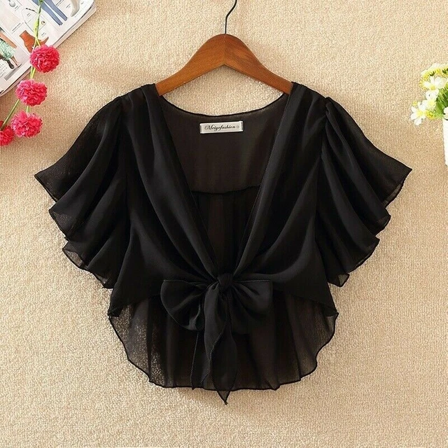 Coprispalle Donna Bolero Maniche Corte - Viscosa Ed Elastan, Taglia Unica, AS-1180 - Foto 3