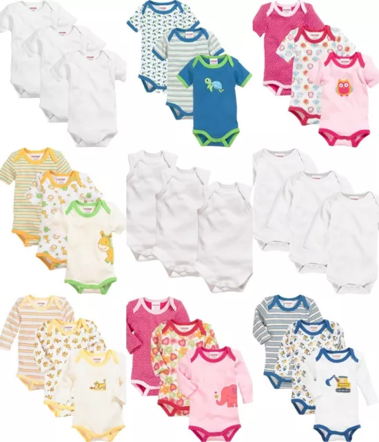 Schnizler Baby Body Hemd 3er Pack Set Kurzarm Langarm Mädchen Jungen ab Gr.50/56