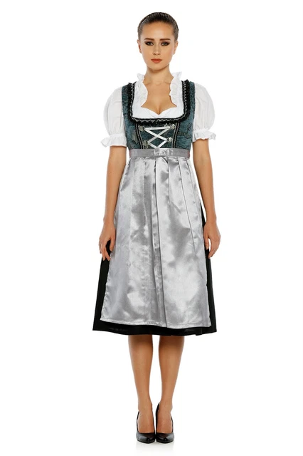 3 pezzi Dirndl donna da collezione esclusiva incl. camicetta e grembiule taglia 52