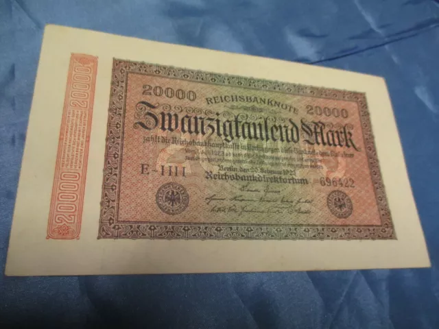 Papiergeld , 20.000 Mark , Reichsbanknote , Febr. 1923 , Deutschland , Inflation