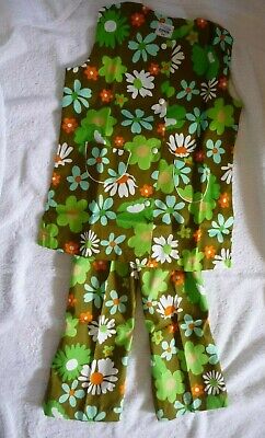 new  GIRLS 2-PIECE FLORAL BUTTON FRONT TUNIC TOP & TROUSERS CUCKOO Age 6-8 years