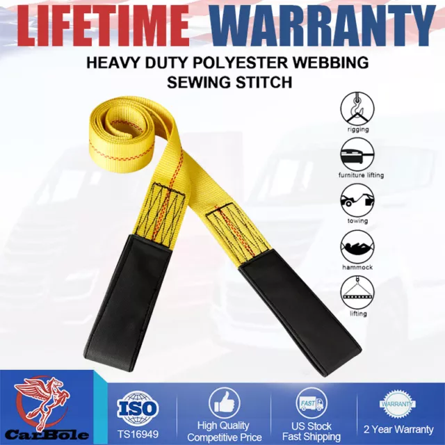 2" x 6ft Nylon Web Lifting Sling Tow Strap 9000lbs Heavy Duty Flat Loops Cable