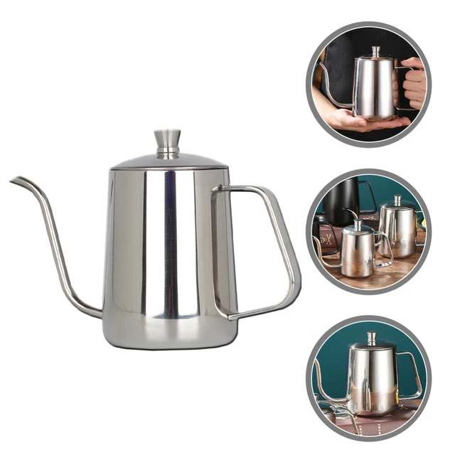 Hand Drip Tea Pot Coffee Pot Stainless Steel Pitcher Lid Water Cup