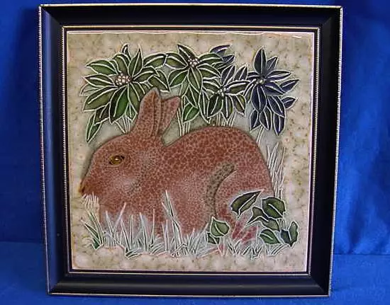 Maws Tubelined Majolica Tile Or Plaque - Rabbit - Framed Handpainted Picture