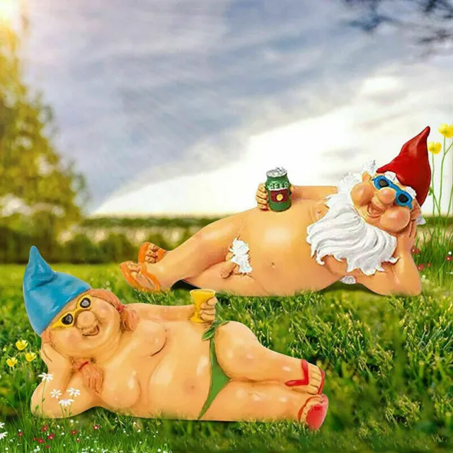 Garden Gnomes Woman & Man Naughty Naked Statue Garden Indoor Outdoor Decor Gifts
