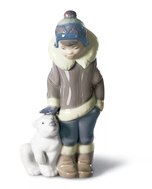 New Lladro Eskimo Boy With Pet Figurine #5238 Brand Nib Save$ Retired Rare F/Sh