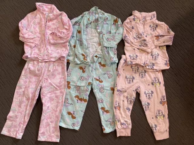 Girl's Winter Toddler Pyjamas Bundle,  Size 2 - 3 Pairs