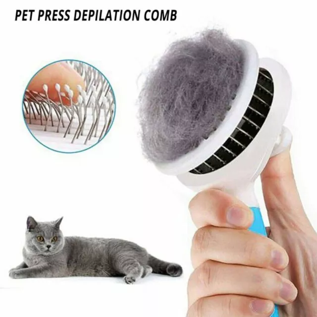 Pet Dog Cat Clean Grooming Self Cleaning Slicker Brush Massage Hair Remover Comb