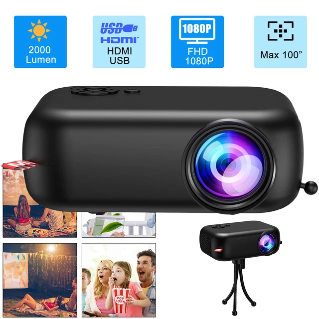 Portable 1080P Projector LED Mini Movie Home Cinema Theater Projector Multimedia