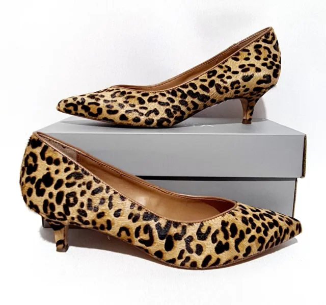 Vionic Kit Josie Leopard Wide Orthotic Court Shoes Tan Leather Fur Rrp £110