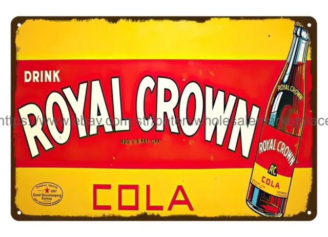 apartment decor stores 1936 NEHI ROYAL CROWN COLA SODA POP metal tin sign