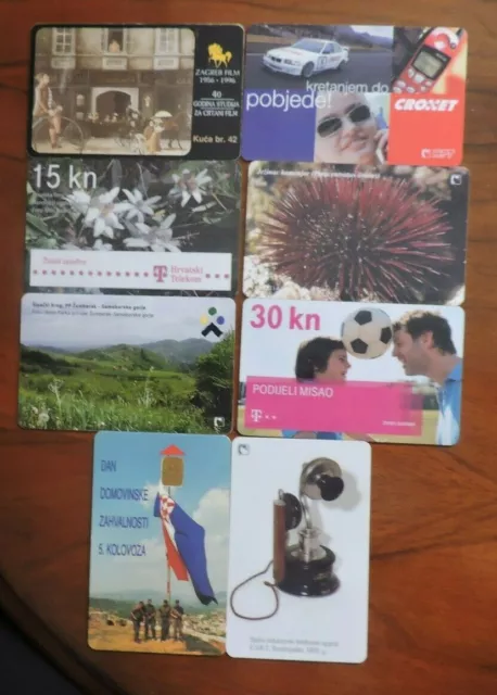8 Used  Phonecards From Croatia.  No Value Collectors Item. Lot 3
