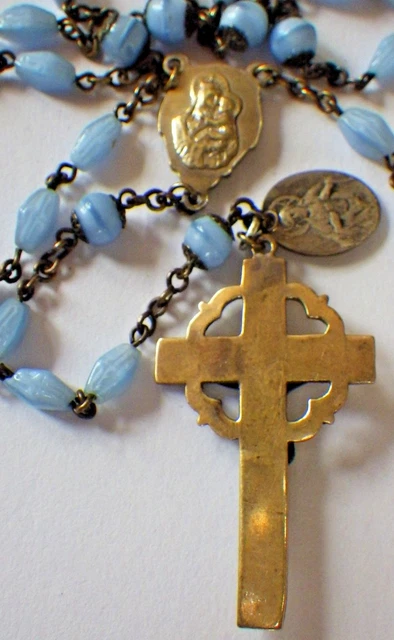⭐ Vintage Art Glass Rosaries ✞ Rosary Celtic Crucifix ☧ Cross Inside Mater Beads 3