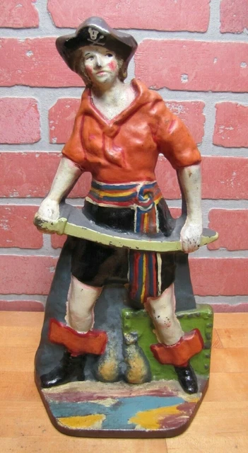 PIRATE GIRL Antique Cast Iron Doorstop Decorative Art Statue