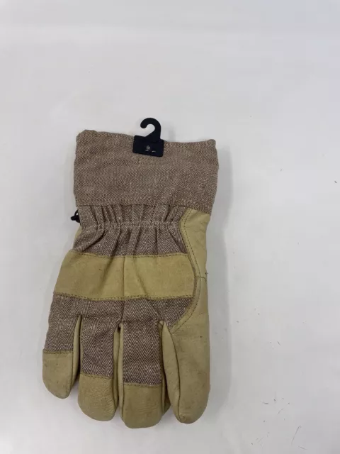Nuevos Guantes de Trabajo Piel de Cerdo Cuero Resistente Marrón Grande Forrado Algodón Poliéster
